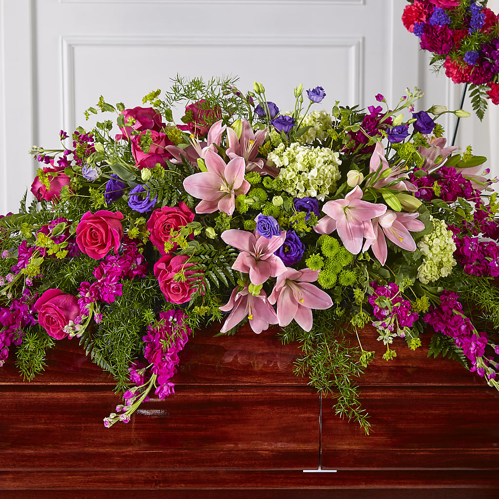 Radiant Tribute Casket Spray – SKIPS FLORIST & GIFTS, Toms River NJ