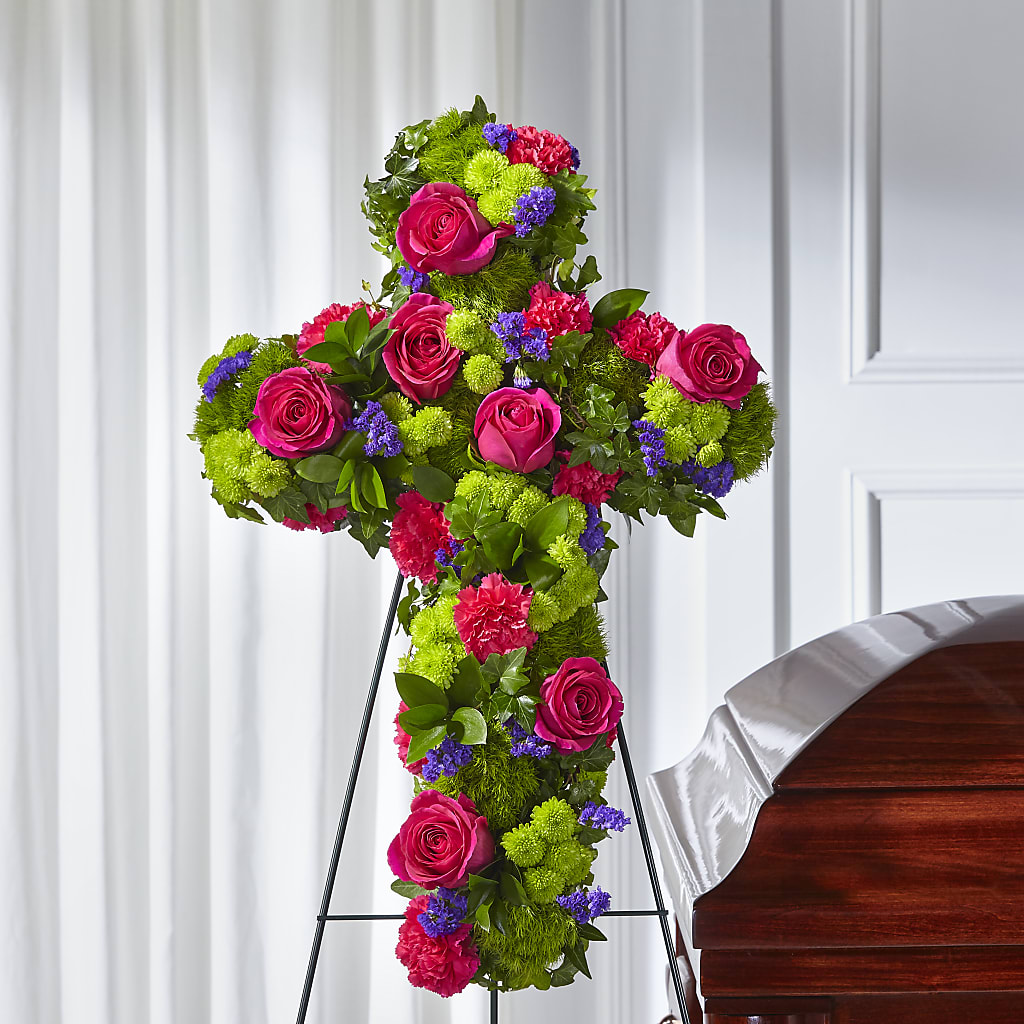 Tribute Rose Floral Cross – SKIPS FLORIST & GIFTS, Toms River NJ