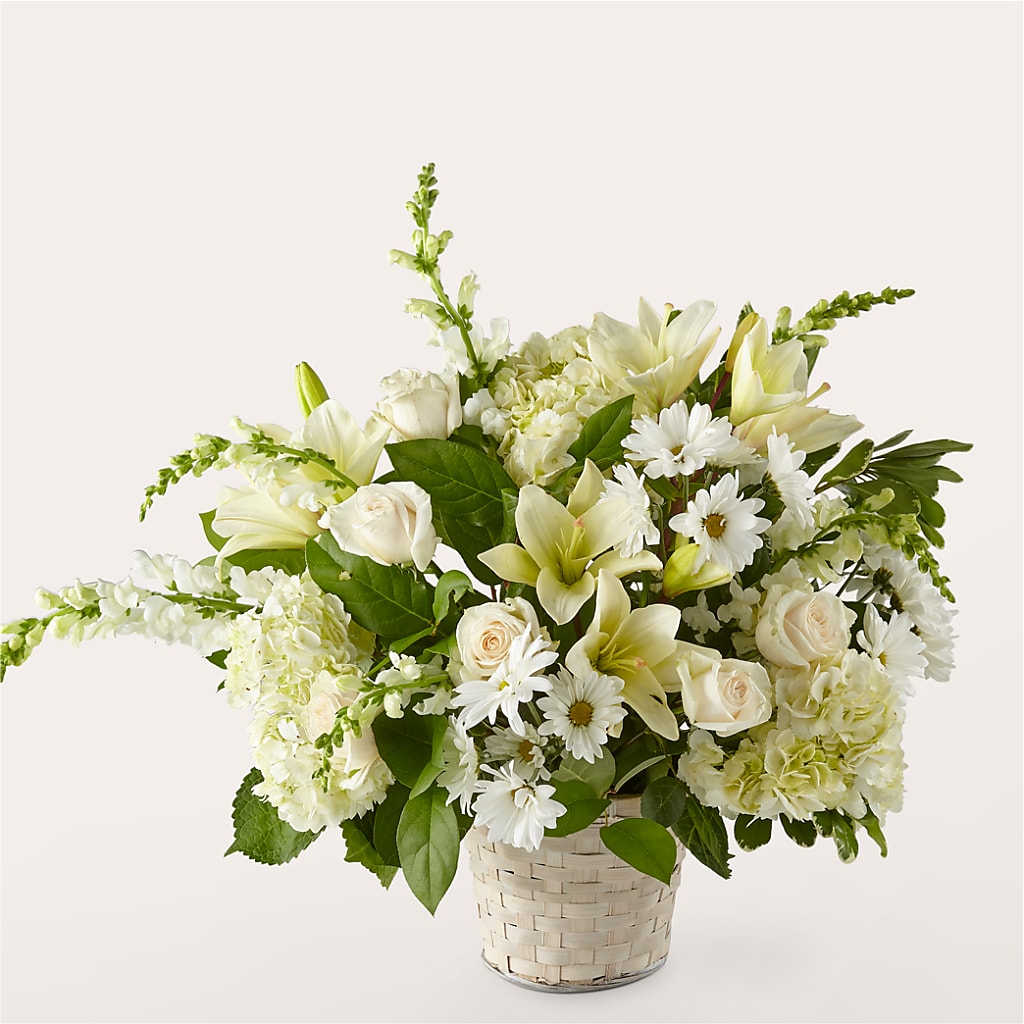 Ivory Elegance Floral Basket – SKIPS FLORIST & GIFTS, Toms River NJ