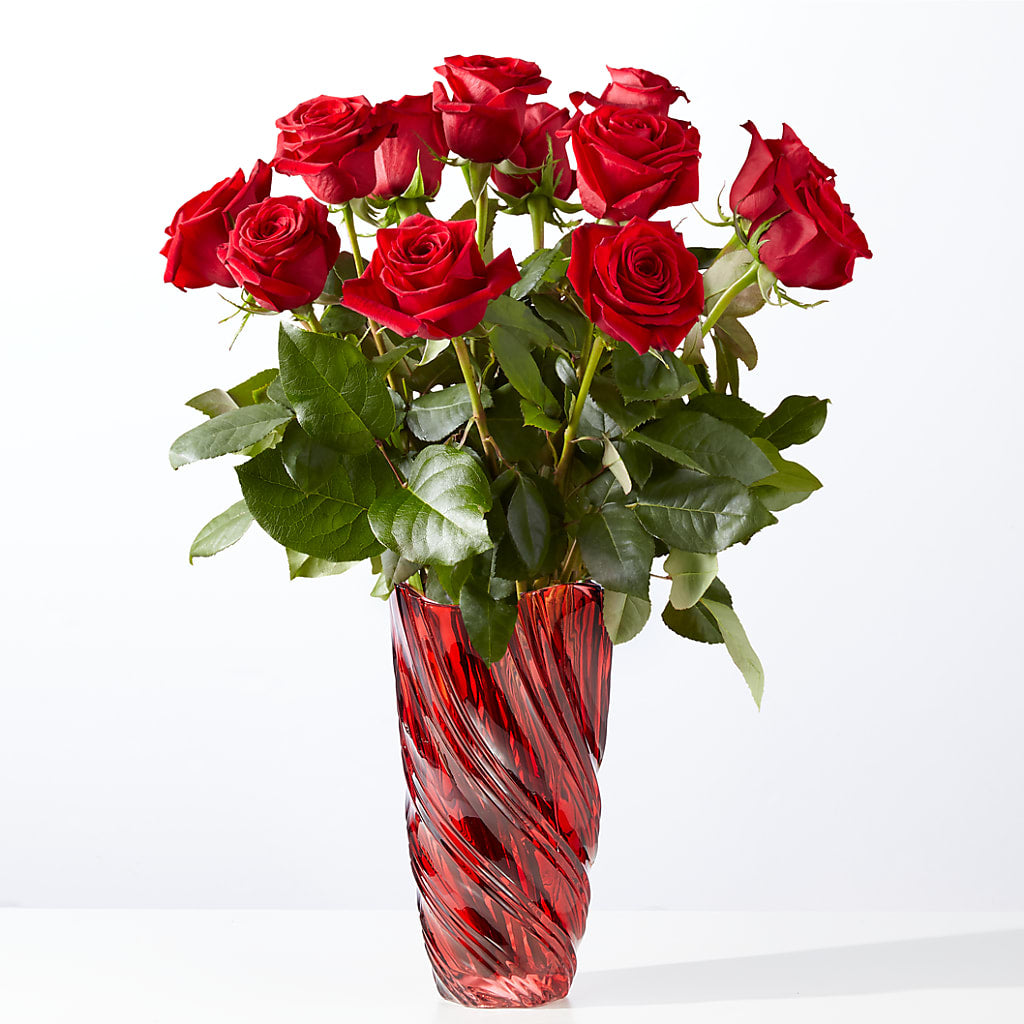 Classic Love Red Rose Bouquet with Luxe Swirl Vase – SKIPS FLORIST & GIFTS, Toms River NJ