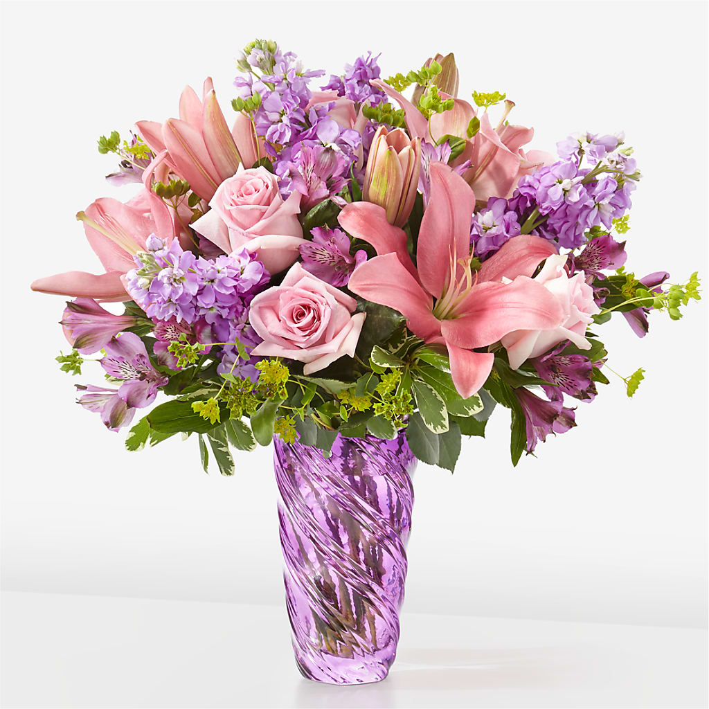 Precious Petals Bouquet with Luxe Swirl Vase – SKIPS FLORIST & GIFTS, Toms River NJ