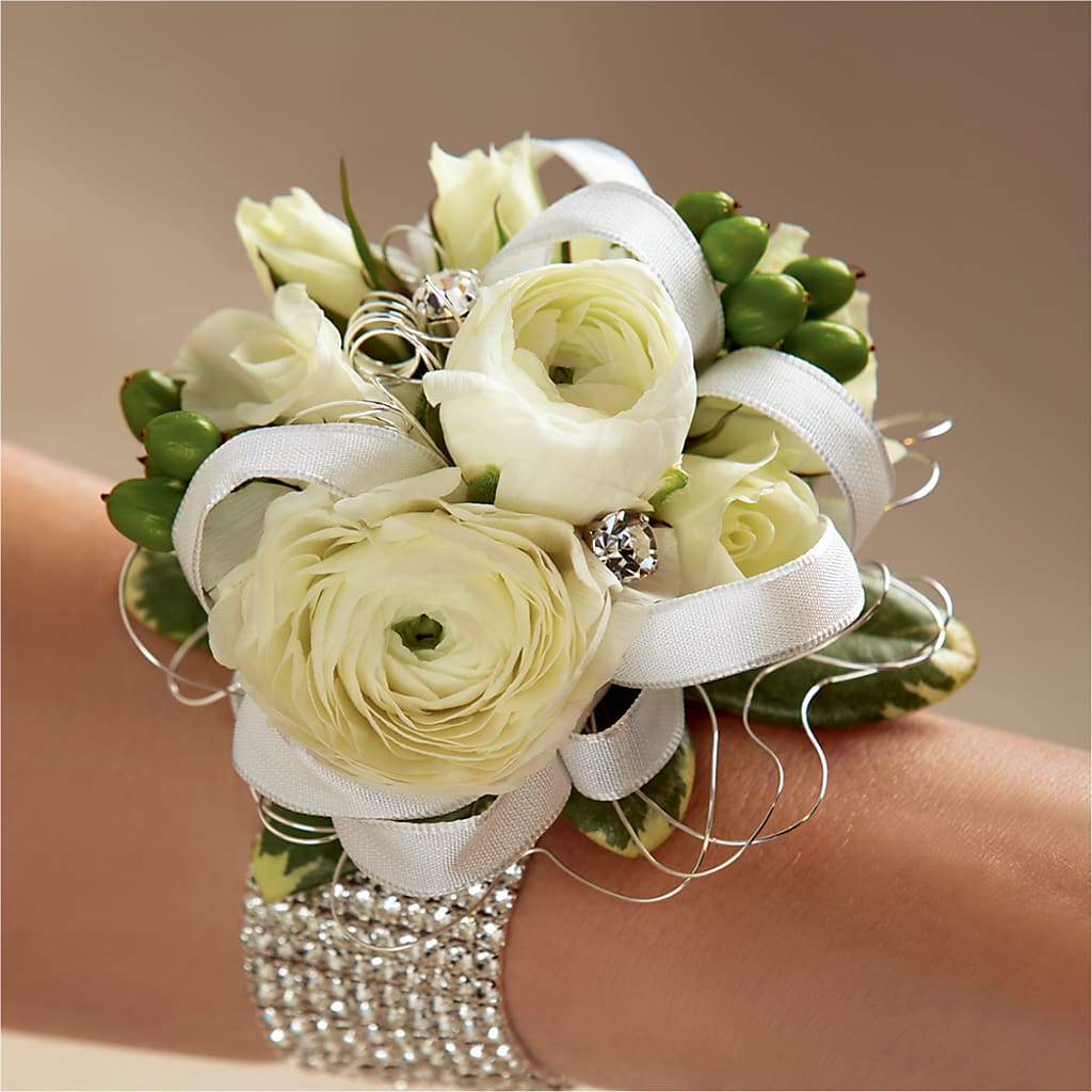 White Wedding Corsage – SKIPS FLORIST & GIFTS, Toms River NJ