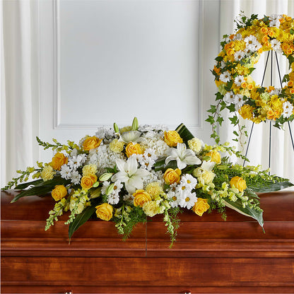Golden Harmony Casket Spray – SKIPS FLORIST & GIFTS, Toms River NJ