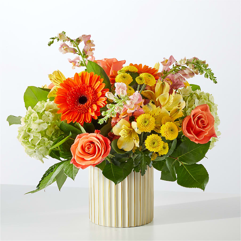 Autumn Sunshine Bouquet with Ivory Vase – SKIPS FLORIST & GIFTS, Toms River NJ
