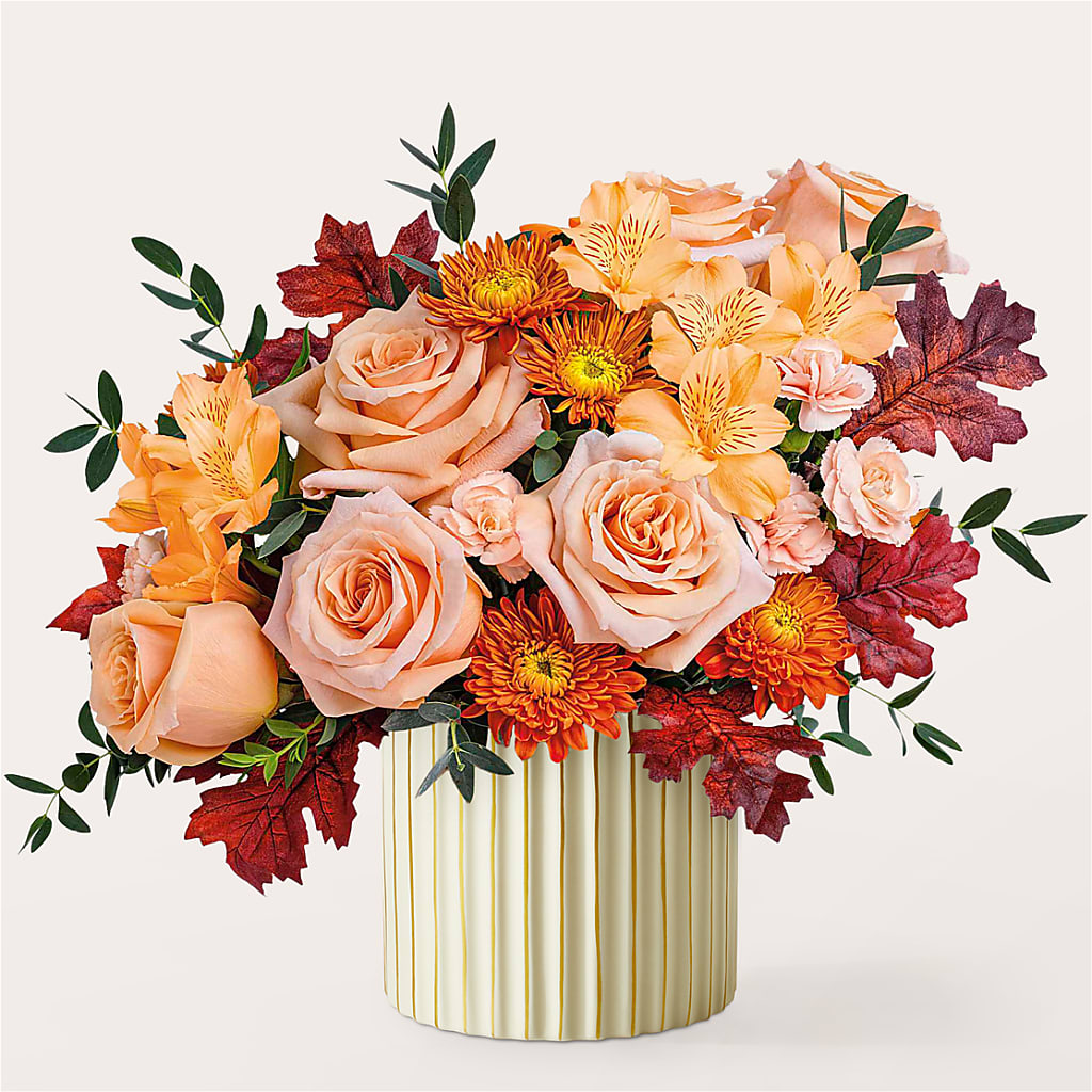 Spiced Latte Bouquet with Ivory Vase – SKIPS FLORIST & GIFTS, Toms River NJ