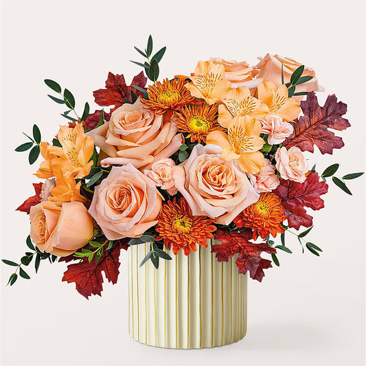 Spiced Latte Bouquet with Ivory Vase – SKIPS FLORIST & GIFTS, Toms River NJ